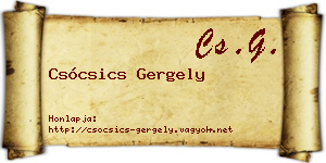 Csócsics Gergely névjegykártya