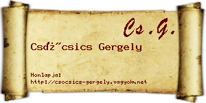 Csócsics Gergely névjegykártya